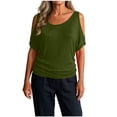 thumbnail image 5 of Tqcoqu Womens Summer Cold Shoulder Tops,Short Sleeve T Shirts Pullover Casual Dolman Blouses,Army Green Women's S-XXXL, 5 of 10