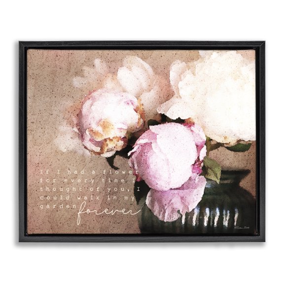 Stupell Industries French Country Romantic Flower Garden Forever Black Floating Frame Canvas Art, 31 x 25, by Susan Ball