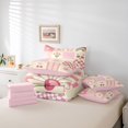 thumbnail image 6 of jejeloiu Sweet Patchwork 7-Piece Twin Bedding For Girls,Checker Print Bedding Comforter Set,Pink Cream,Pink Reversible, 6 of 7