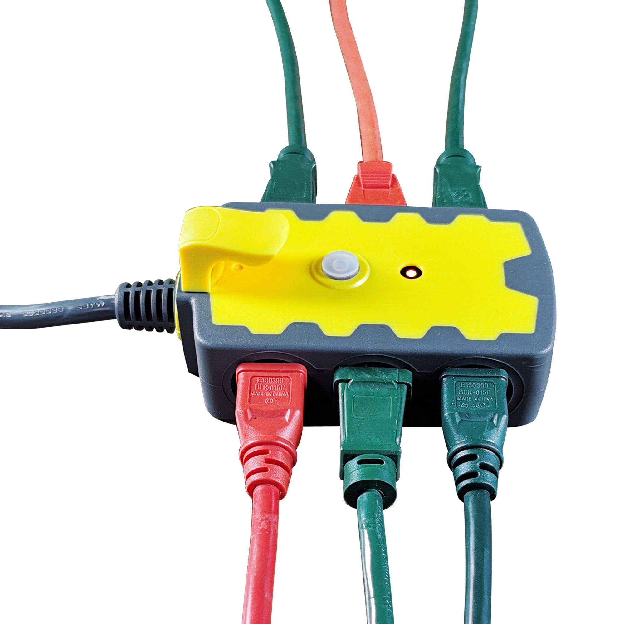 Hyper Tough Outdoor 6-Outlet 6ft Extension Cord Hub, Yellow/Gray