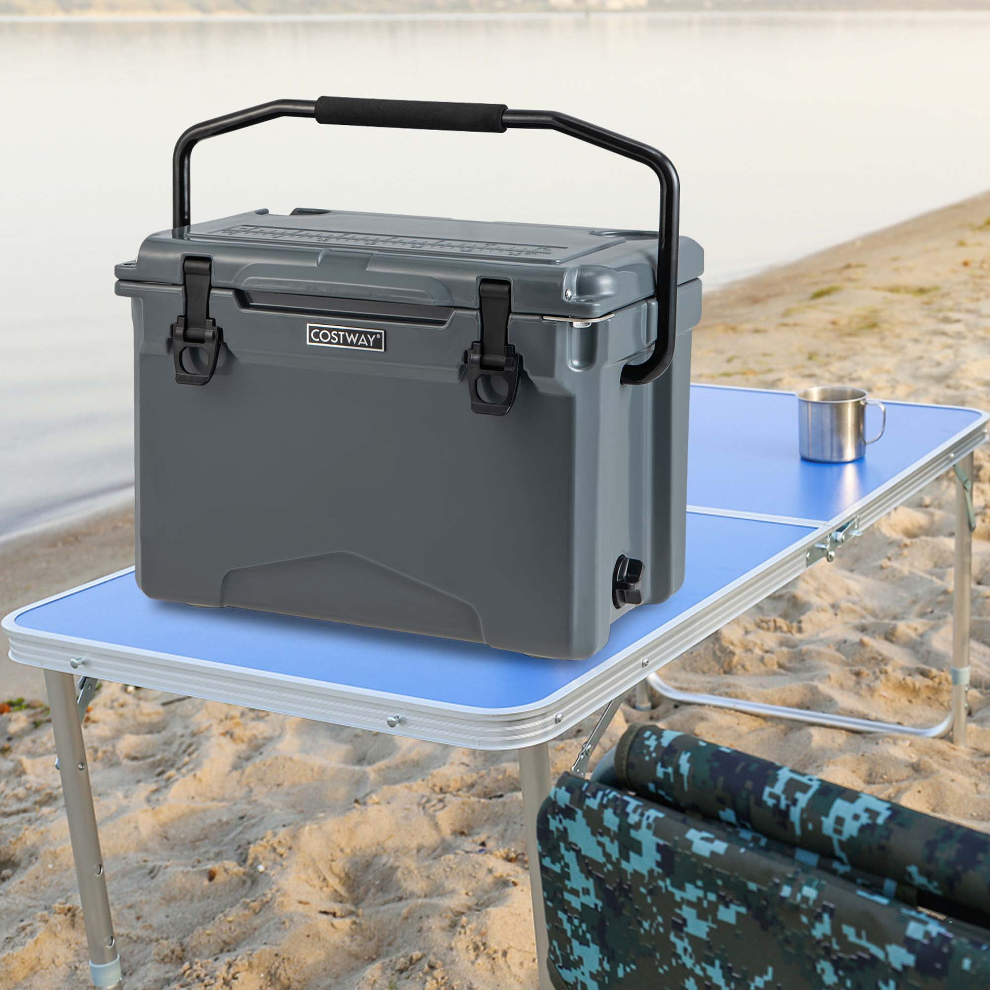 その他 NEIGHBORHOOD IC . 25QT / P-COOLER BOX Grey 25 qt. Outdoor Chest Cooler Portable Cooler with Bottle