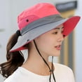 thumbnail image 6 of Women's Ponytail Sun Hat Outdoor UV  Beach Fishing Hat Summer Wide Brim Bob Hiking Bucket Hat  Bucket Hats for Women UV Protection Foldable Mesh Wide Brim Hiking Beach Fishing Summer Safari, 6 of 7