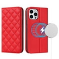 thumbnail image 2 of Wallet Case for iPhone 14 Pro Max 6.7 inch, Luxury Quilted PU Leather Flip Cover [Shockproof TPU] [Support Wireless Charging] with 2 Card Slots, Kickstand, FRID Blocking Case Cover, Red, 2 of 10