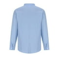 thumbnail image 6 of LNWUY Men's Solid Casual Cotton Linen Shirts Comfortable and Breathable Long Sleeve Button down Shirt Band Collar Beach Shirts Light Blue XXL, 6 of 9