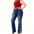 thumbnail image 5 of QERINTE Womens Plus Size bootcut Jeans High Waisted Stretchy Jeans Curvy Embroidered, 5 of 7