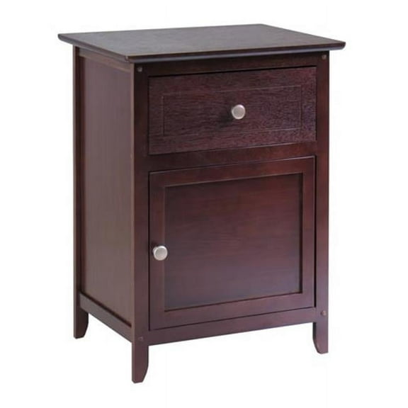 Night Stand- Accent Table with Drawer and cabinet for storage- Antique Walnut