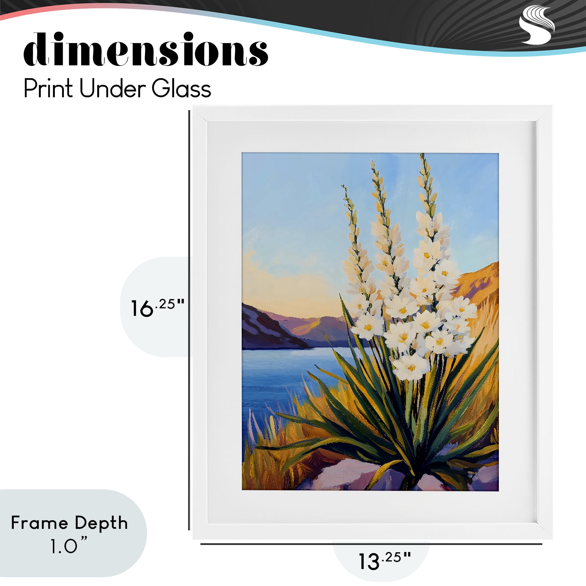 Stupell Industries Yucca in Bloom By The Lake White Framed Print Under Glass, design by The Prints Vibe