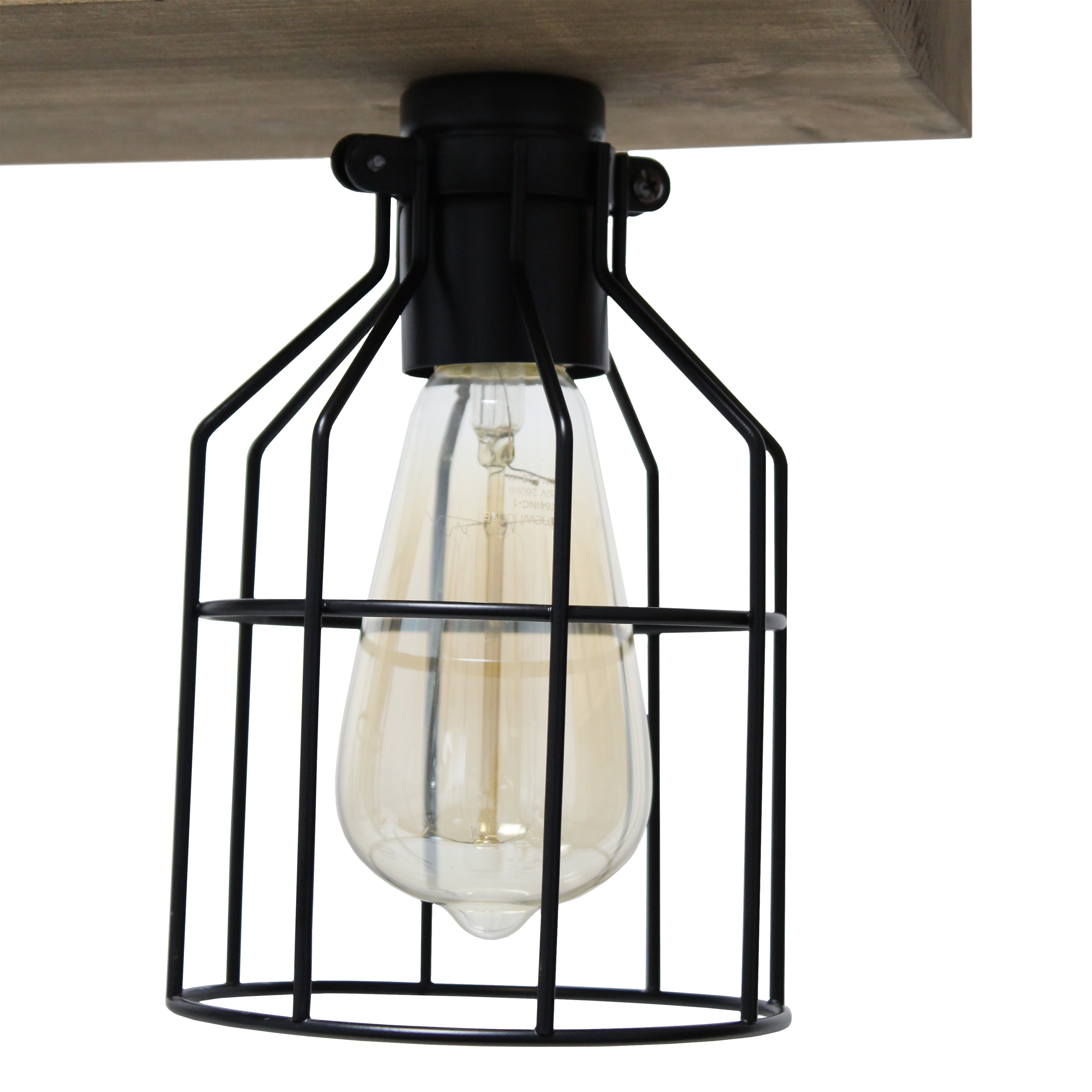 Lalia Home 32" Farmhouse 4-Light Beam Pendant, Restored Wood Brown