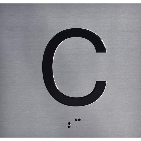 C Floor Elevator Jamb Plate Sign (Cellar Floor) with Braille and Raised Number-Elevator Floor Number Sign(Silver)