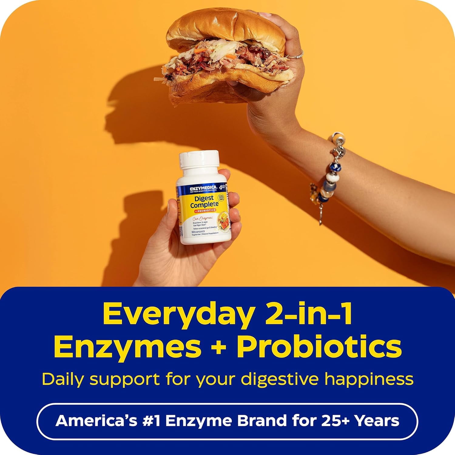Enzymedica, Digest Complete + Probiotics, Full-Range, Everyday Enzymes with 800 Million CFU Active Cultures per Capsule, 90 Capsules