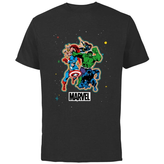 Marvel Super Heroes Avengers Group Trip Vacation Matching - Short Sleeve Cotton T-Shirt for Adults - Customized-Black