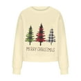 thumbnail image 4 of Odeerbi Christmas Crewneck Sweatshirts For Women Spring Autumn Long Sleeve Printed Sweater Top Beige, 4 of 6