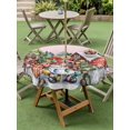 thumbnail image 3 of Outdoor Tablecloth with Umbrella Hole and Zipper, Pink Christmas Gnomes Round Table Cloth 54 Inch Waterproof Tablecloth, Xmas Winter Forest Pine Tree Picnic Table Cover for Patio Camping, 3 of 7