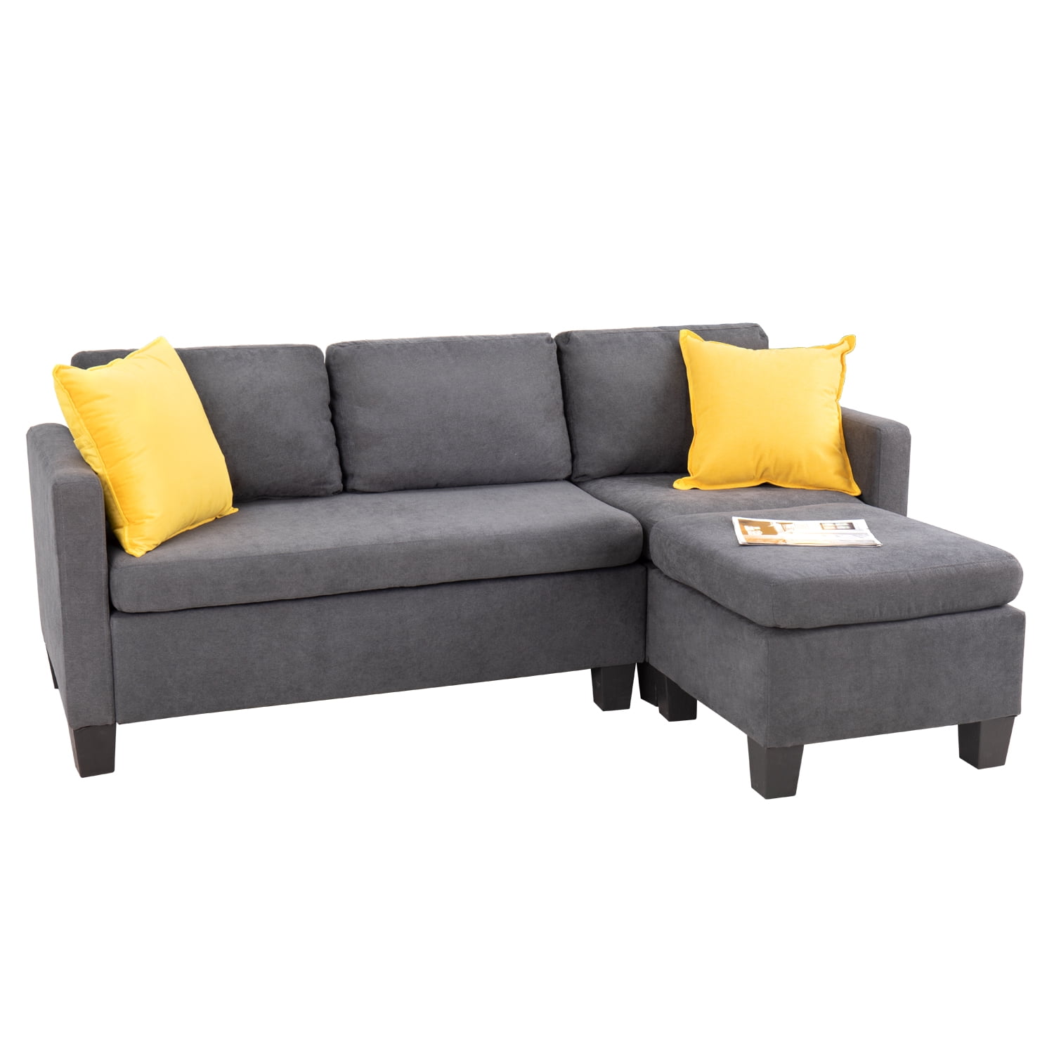 Lacoo Modern Linen Fabric L-Shaped Sectional Sofa, Beige