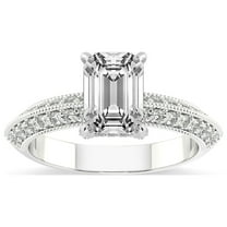 Emerald Shape 3 Carat IGI Certified Lab Grown Diamond Ring | 14K White Gold | Dua Side Stone Knife Edge Lab Diamond Ring | FG-VS1-VS2 Quality Friendly Diamonds