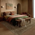 thumbnail image 3 of BERTHMEER 8'x10' Large Area Rugs for Living Room Bedroom Dining Room Office Oriental Floral Vintage Farmhouse Machine Washable Non-slip Traditional Distressed Carpets, Green, 3 of 7