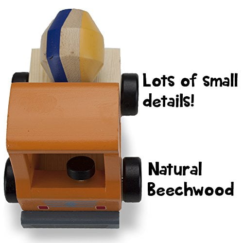 Wooden Wheels Chunky Toy Cement Mixer Work Truck Construction Vehicle 