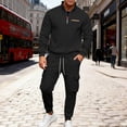 thumbnail image 2 of Men’s Quarter Zip Pullover Sweatshirt and Cargo Jogger Pants Two Piece Set Casual Long Sleeve Tracksuit, 2 of 5