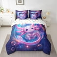 thumbnail image 2 of jejeloiu Kawaii Axolotl 7-Piece Twin Bedding Sets,Galaxy Starry Sky Bedding Comforter Set For Girls Women Reversible, 2 of 8