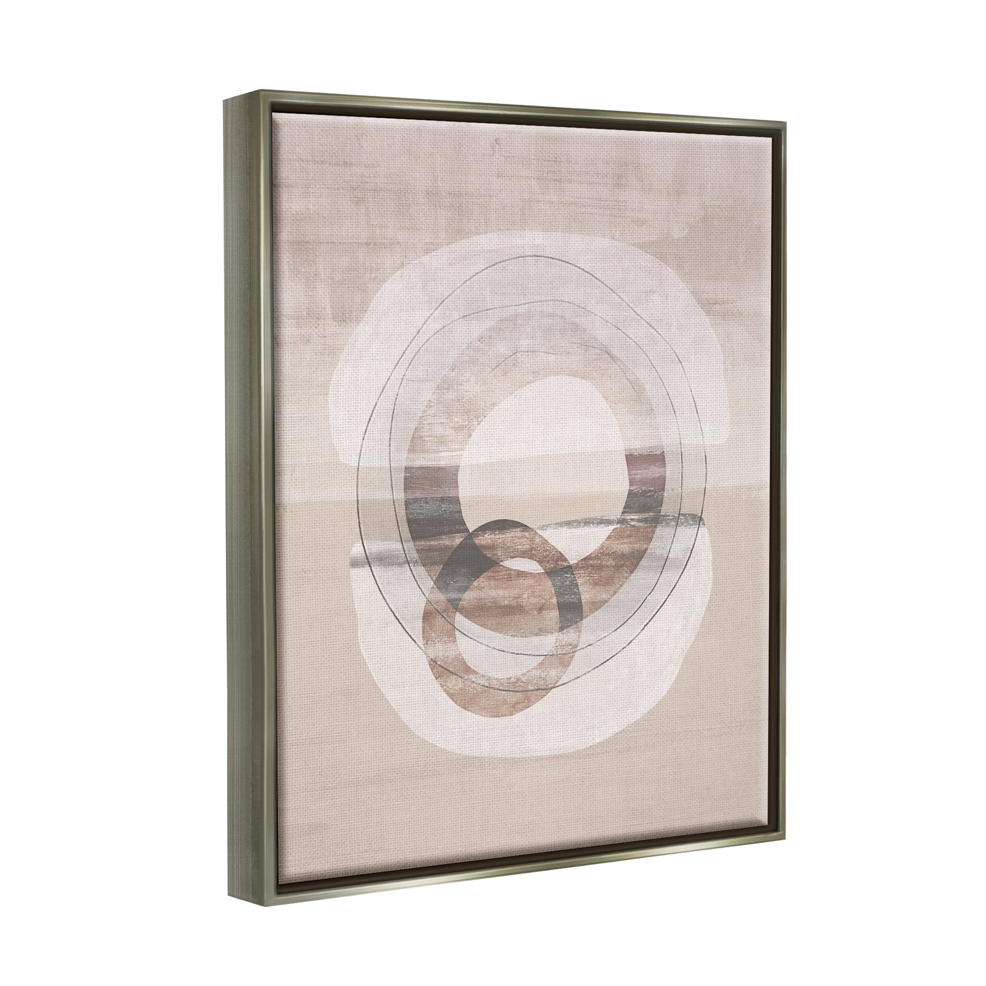 Stupell Round Boho Circles Contemporary Abstract Painting Gray Floater Framed Art Print Wall Art