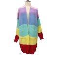thumbnail image 5 of ZUARFY Women Plus Size Autumn Long Sleeve Open Front Sweater Cardigan Rainbow Striped Color Block Drape Oversized Knitwear Coat With Pockets, 5 of 19