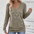 thumbnail image 2 of Busydd Womens Long Sleeve Tops Trendy Love Heart V Neck T Shirts for Women Dressy Casual Versatile Going Out Tops for Women S, 2 of 8