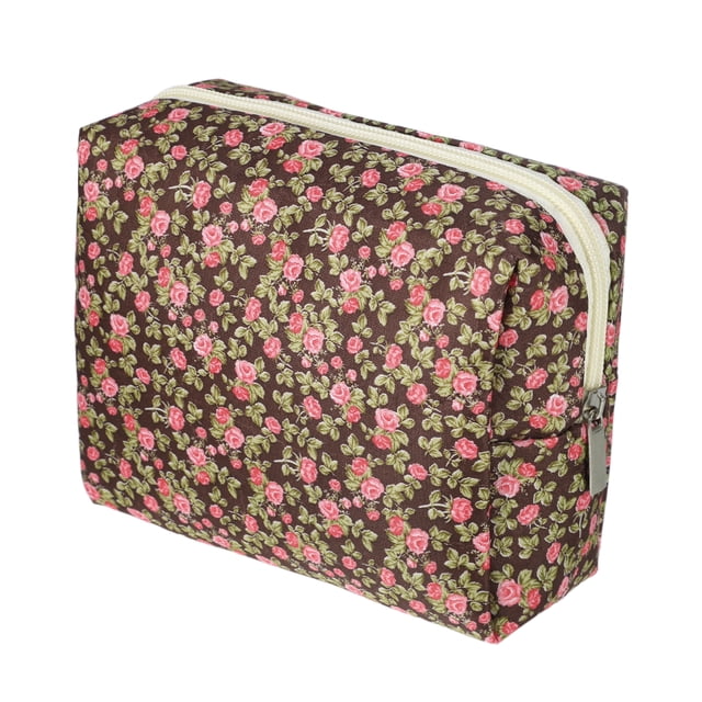 1 Pc Bolsa de Cosméticos Portátil para Mujeres con Diseño de Peonía para Vacaciones y Viajes de Negocios Color Rojo Rosa de Poliéster
