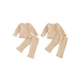 thumbnail image 2 of RUINIXCW Toddler Baby Girls Fall Outfit Fashion Floral Print Long Sleeve Ribbed Tops with Pants 2Pcs Set, 2 of 9