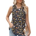 thumbnail image 3 of Scyoekwg Débardeurs pour Femmes Col Rond Tunique Froncée Débardeurs Sans Manches Hauts d'Été Chemises à Bretelles Décontractées Imprimé Floral Tee Graphique Blouses Amples (Multicolore, TTG), 3 of 7