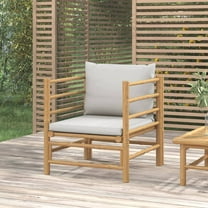 vidaXL Patio Sofa with Light Gray Cushions Bamboo
