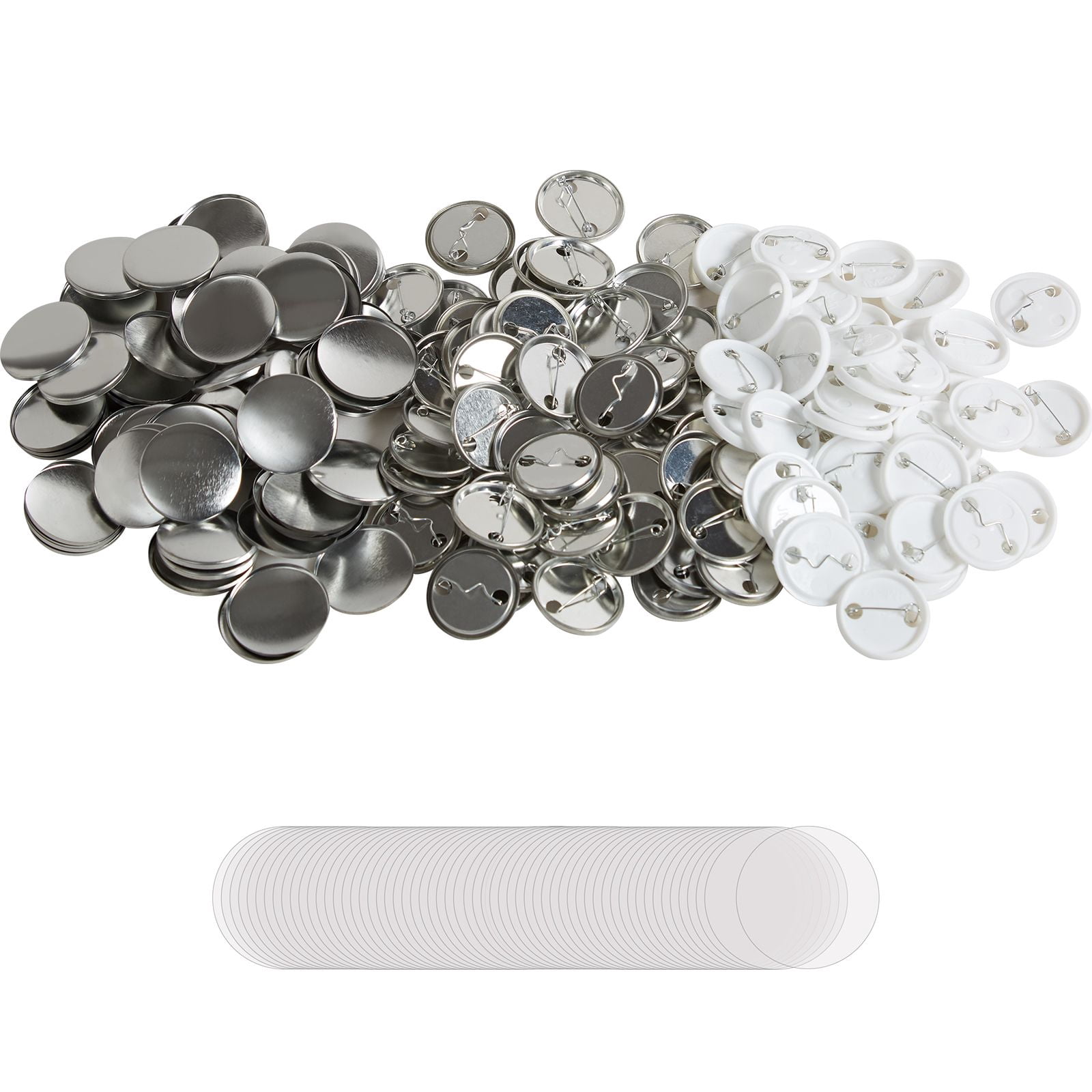 Pinback Button Parts 500 Sets 32mm Metal Covers and Bottom Parts High Transparency Films for Button Maker DIY Badges
