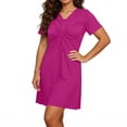 thumbnail image 5 of Kaemgyyd Women's Summer Dress Trendy V Neck Short Sleeve Casual Mini Dresses Ruched Front Drawstring Flowy Sundress for Travel, 5 of 6