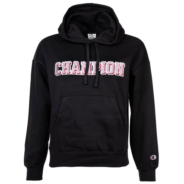 Champion Ladies Sweatshirt - Sudadera con capucha, capucha, bolsillo tipo canguro, logotipo, liso Negro S (Small)