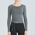 thumbnail image 2 of Kaemgyyd Workout Tops for Women Long Sleeve Athletic Yoga Running Cropped Shirt Crew Neck Slim Gym Tight Drawstring Tunic Tee, 2 of 4
