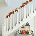 thumbnail image 6 of LanSuare 6.5FT Red Berry Christmas Artificial Garlands, Xmas Berry Holly Leaves Garland with Red Flower, Winter Snowy Hanging Garlands for Table, Mantle, Fireplace, Outdoor Xmas Decor, 6 of 7