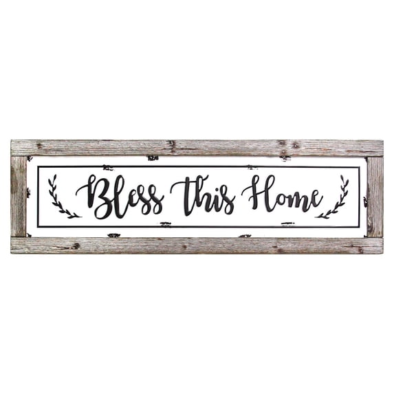 Stratton Home Decor Bless This Home Framed Enamel Sign Wall Decor
