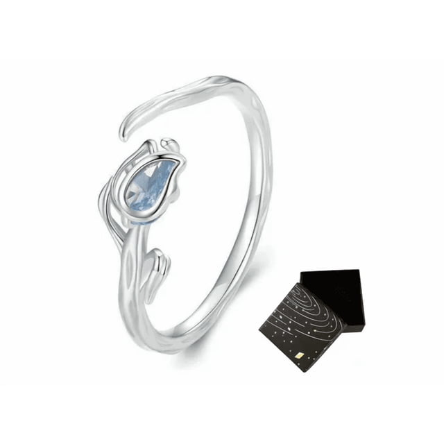 Anillo Flor De Tulipán Plata 925 Cristal Regalo Para Mujer Xtellar blanco