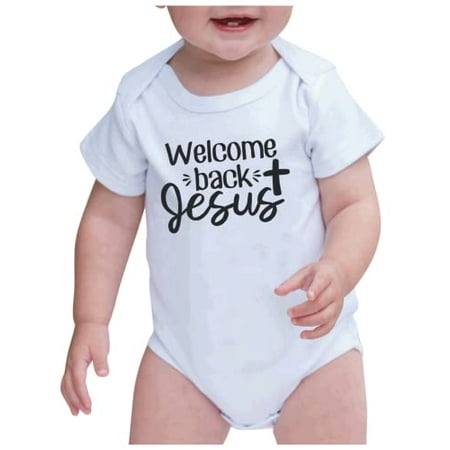 

7 ate 9 Apparel Kid s Happy Easter Shirts - Welcome Back Jesus White Onepiece 6-12 Months