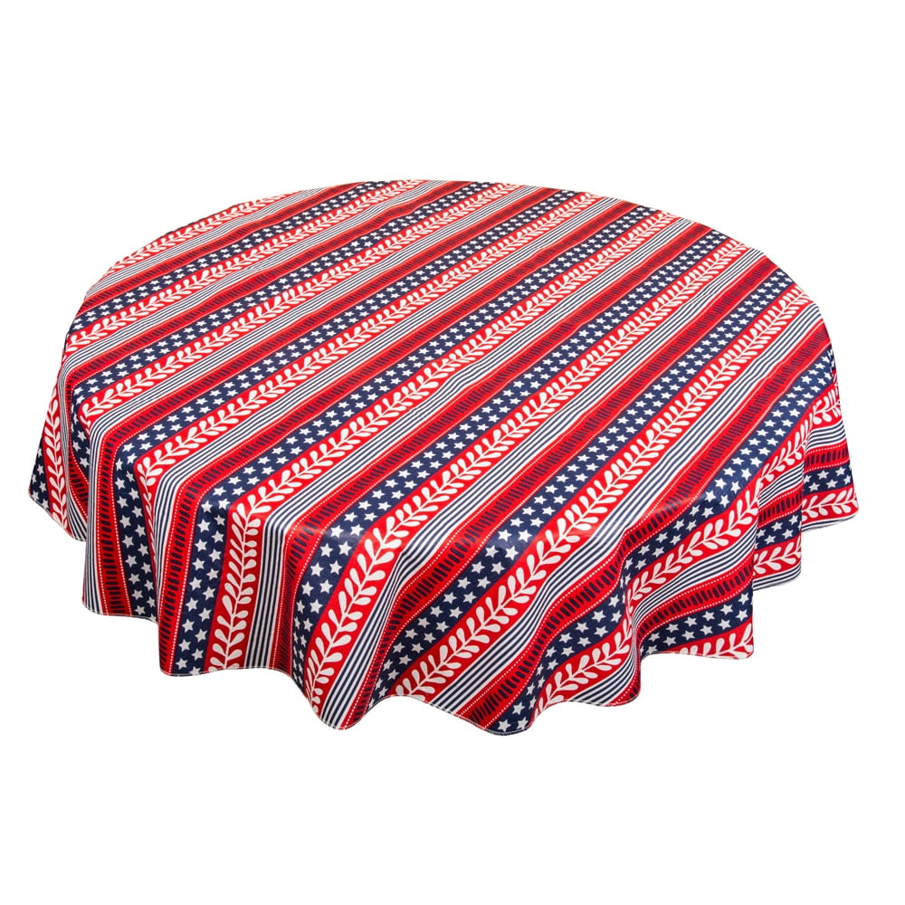 "Americana" 60" Round vinyl flannel backed tablecloth