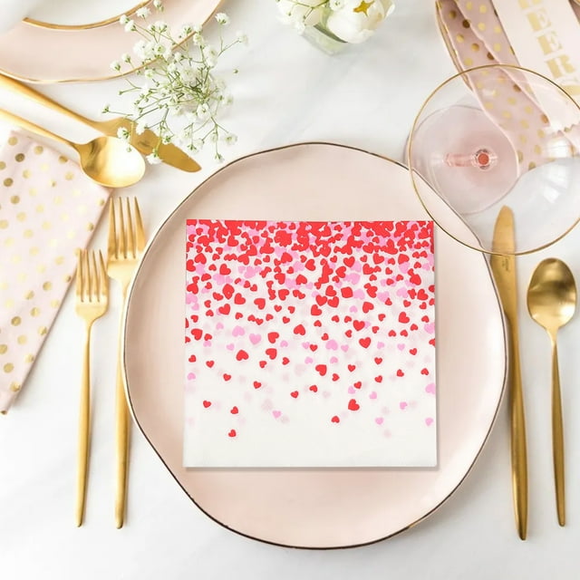 20 Pcs Valentines Day Disposable Printed Napkins and Handkerchiefs for Party Decorations, Kitchen Decor, Face Towels and Tissues