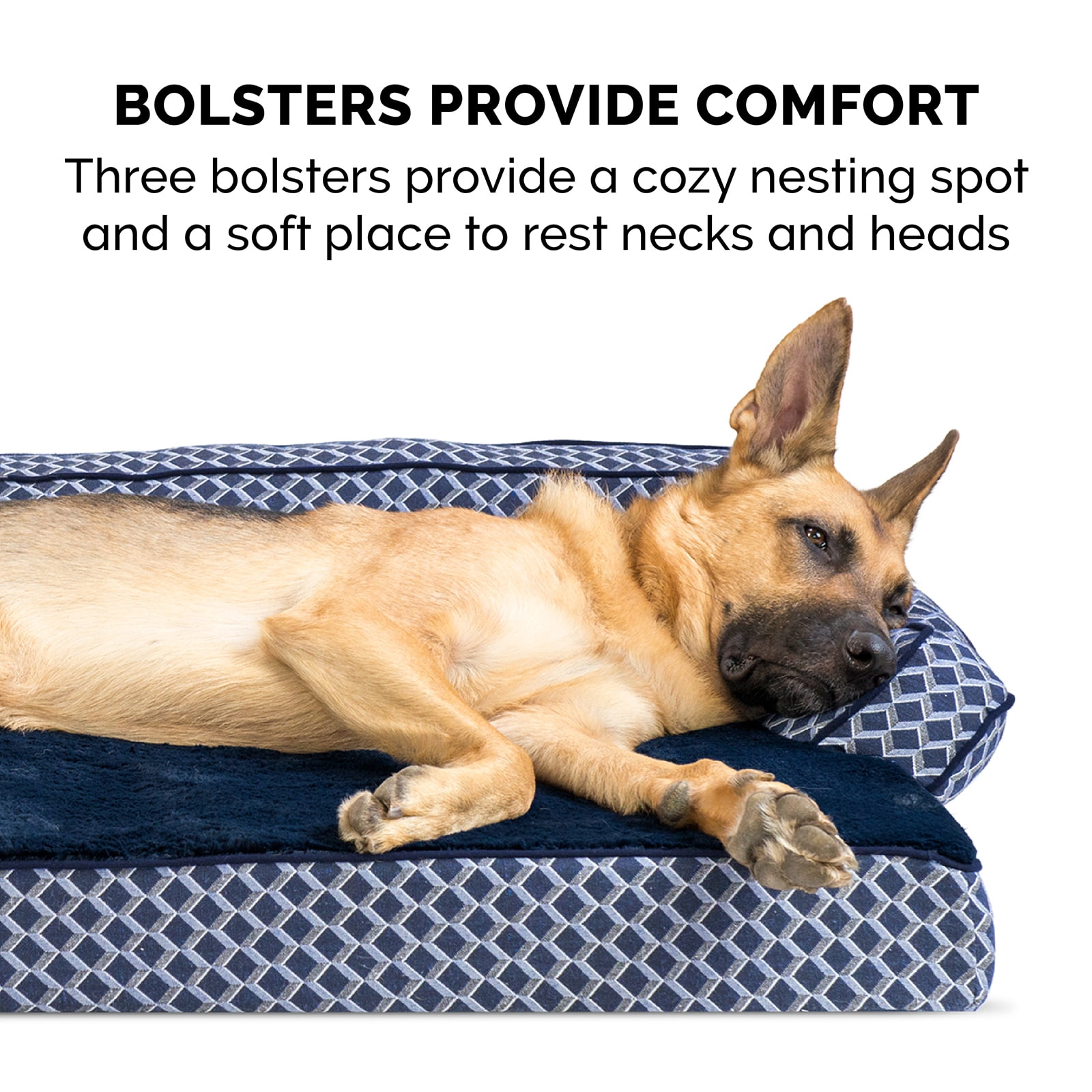 FurHaven Pet Products Plush & Decor Orthopedic Comfy Couch Pet Bed for Dogs & Cats - Diamond Blue, Jumbo Plus