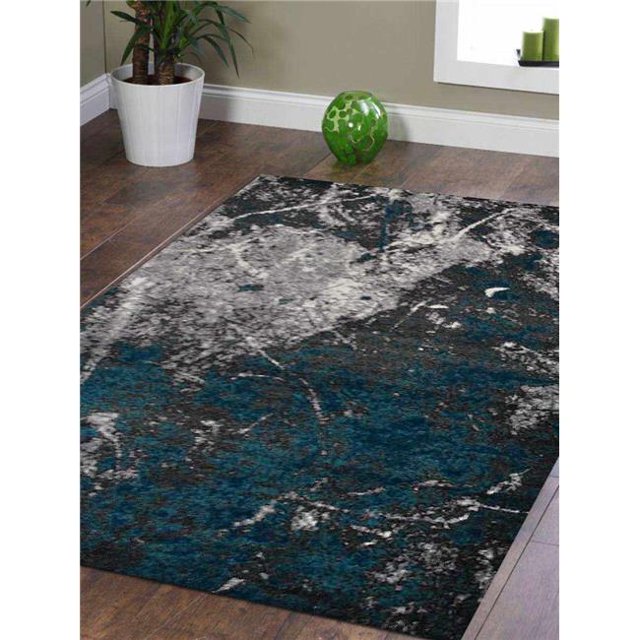 9 x 12 ft. Machine Woven Heatset Polypropylene Contemporary Rectangle Area Rug, Silver & Ivory