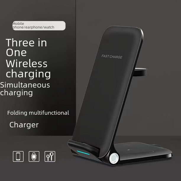 Cargador inalámbrico tres en uno, cargador inalámbrico plegable, adecuado para el soporte de carga rápida para teléfonos Apple y Huawei