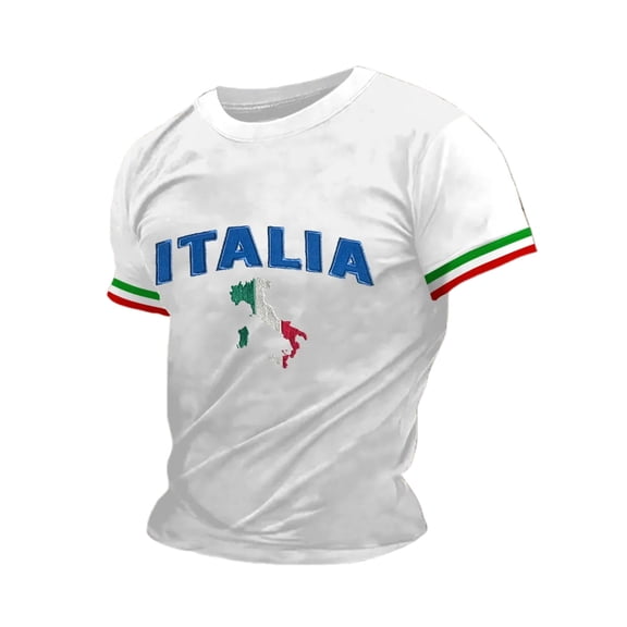 VNKIDY Mens Italia Map Print TShirts Short Sleeve Crewneck Casual Summer Tees For Holiday Daily Wear White L