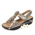 thumbnail image 1 of LSLJS Sandales d'Été pour Femmes Couleur Unie Confortables Ajourées Wedge Flowers, 1 of 5