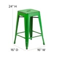 thumbnail image 6 of BizChair Commercial Grade 24" High Backless Distressed Green Metal Indoor-Outdoor Counter Height Stool, 6 of 12