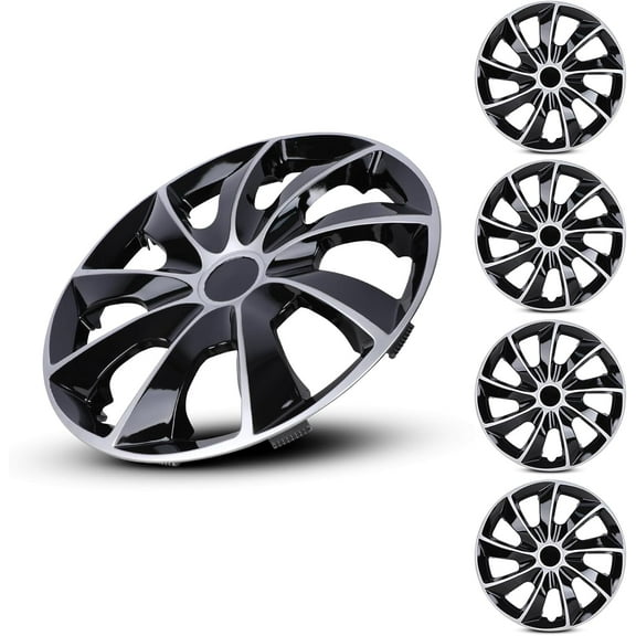 4-Pack 16 inch Wheel Rim Cover Hubcaps,Special Design Fashion Shape Replacement Hubcaps,Car Truck SUV Wheel Hub Accessories(Silver Lacquer & Black Lacquer)