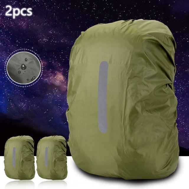 BKER 2PCS Backpack Rain Cover Outdoor Night Travel Reflective Rain Cover Reverse Cursor Schoolbag Rain Cover