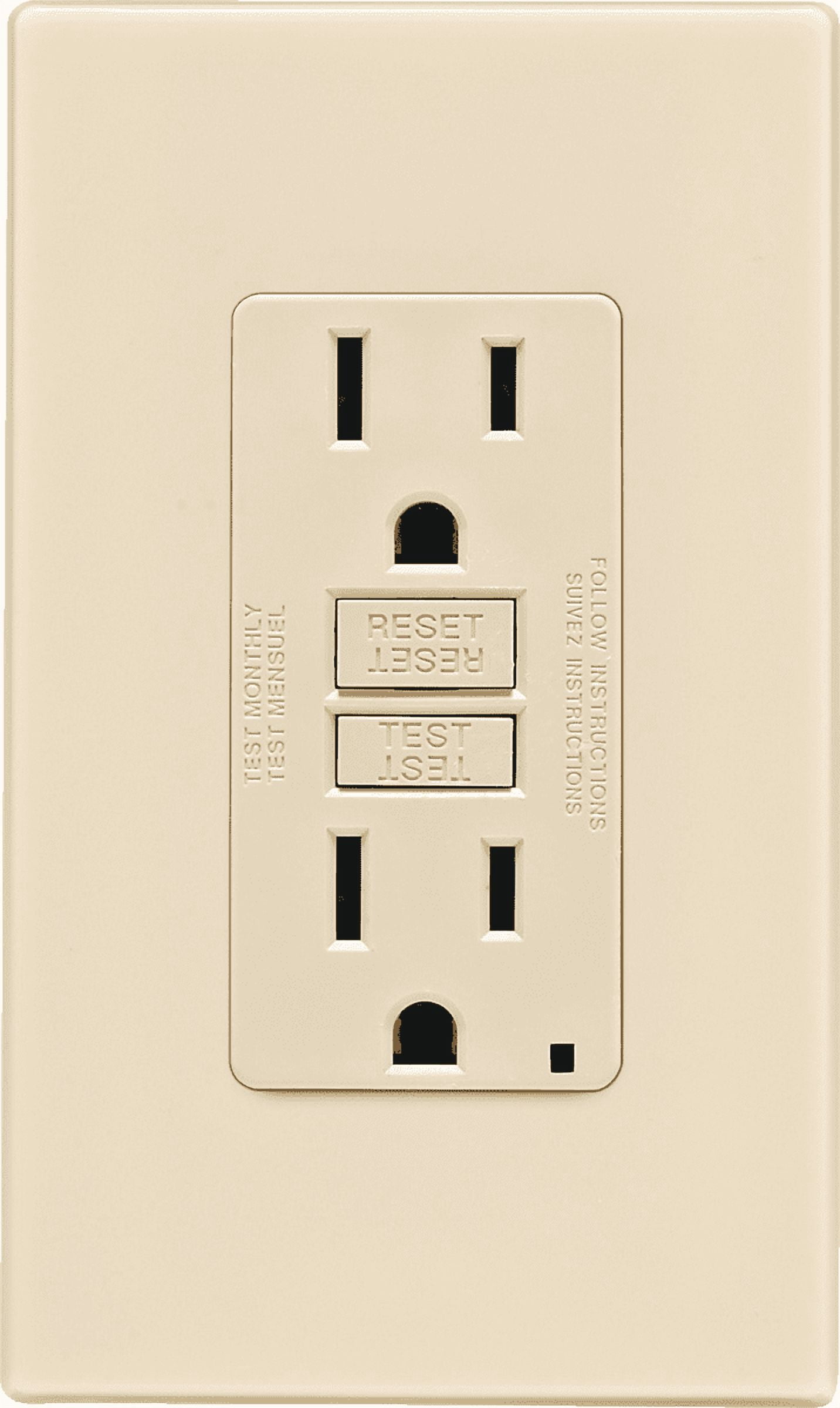 Leviton GFCI Receptacle in Ivory — UL Listed for US Residential Electrical Code Compliance, Drop-in NEC-Standard Wiring