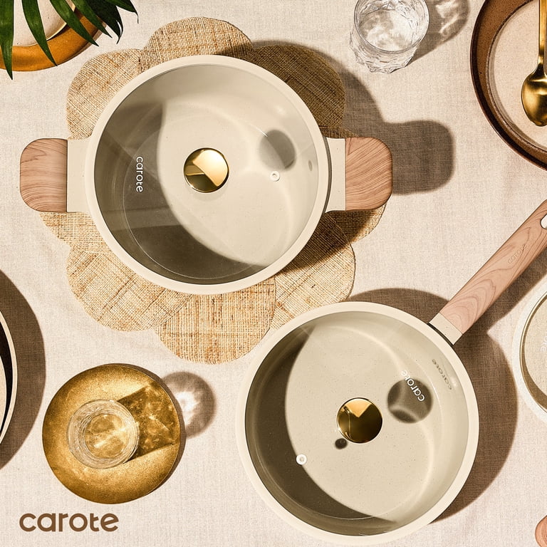 Carote 19-Piece Ceramic Nonstick Cookware Set, Oatmeal photo 7